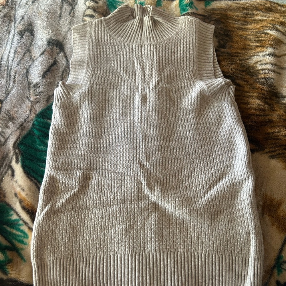 Cyrus Sleeveless Ribbed Knit Sweater - Beige